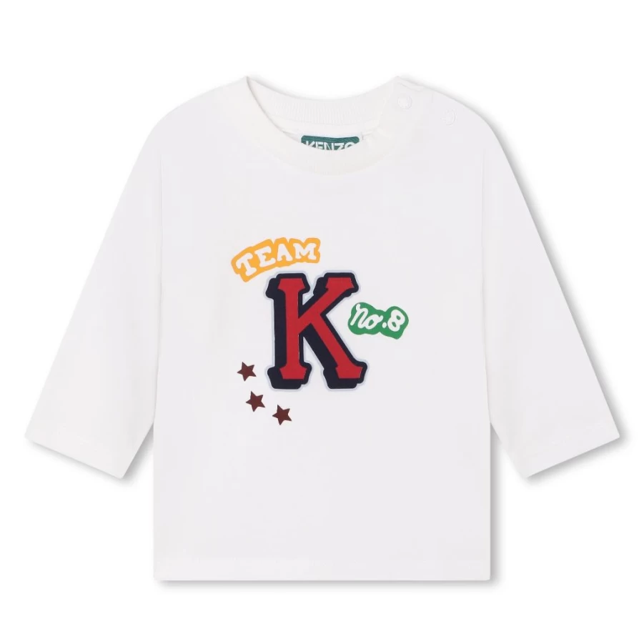 KIDS21 Ivory Long Sleeve Tee with Logo - New K Visual Collection for Kids