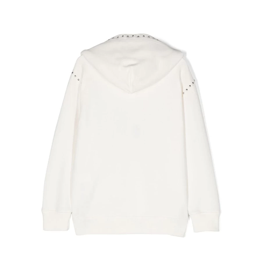 "KIDS21 White Studded Hoodie for Kids - Edgy Rhinestone Pullover"