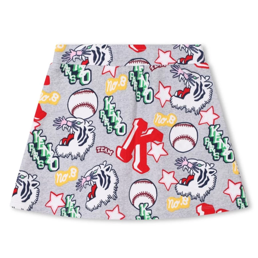 "KIDS21 Multi-Colored Baseball Print Skirt for Kids - Fun Allover Design"