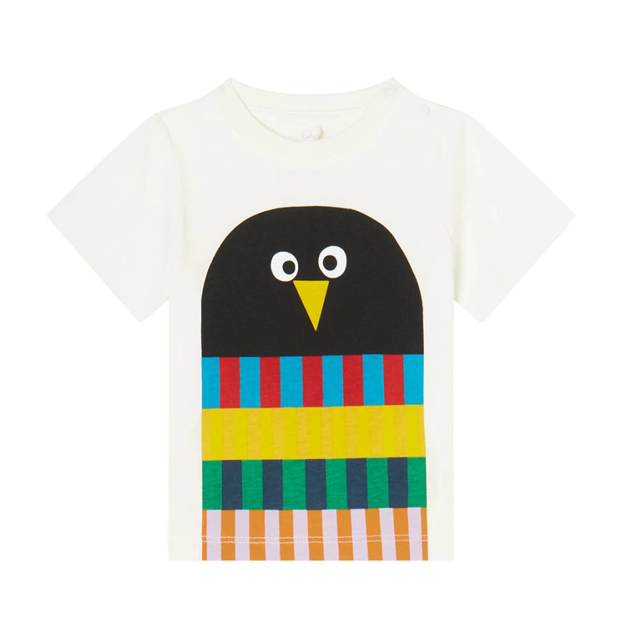 "KIDS21 Ivory Penguin Graphic T-Shirt for Kids - Cute Animal Print Cotton Tee"