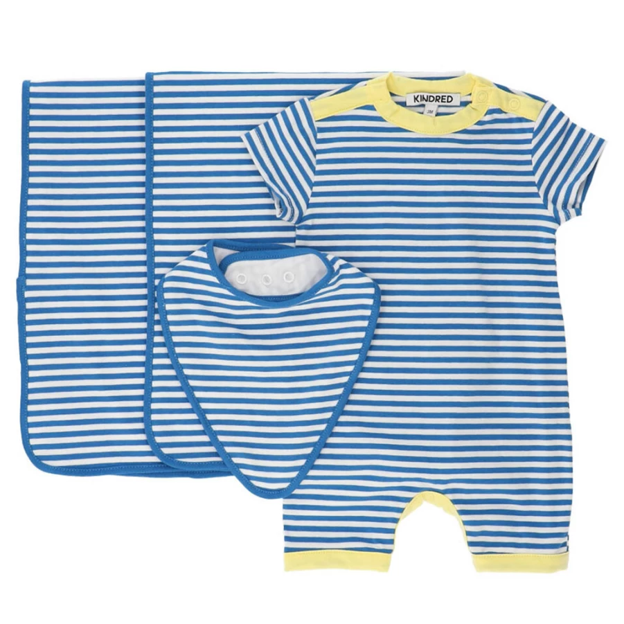 "KIDS21 Blue Horizontal Stripe Romper Set for Kids - Stylish & Comfortable Outfit"