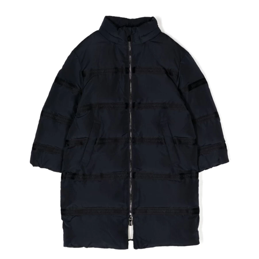 KIDS21 Navy Logo Puffer Jacket for Kids - Warm Winter Coat with Embroidered Branding