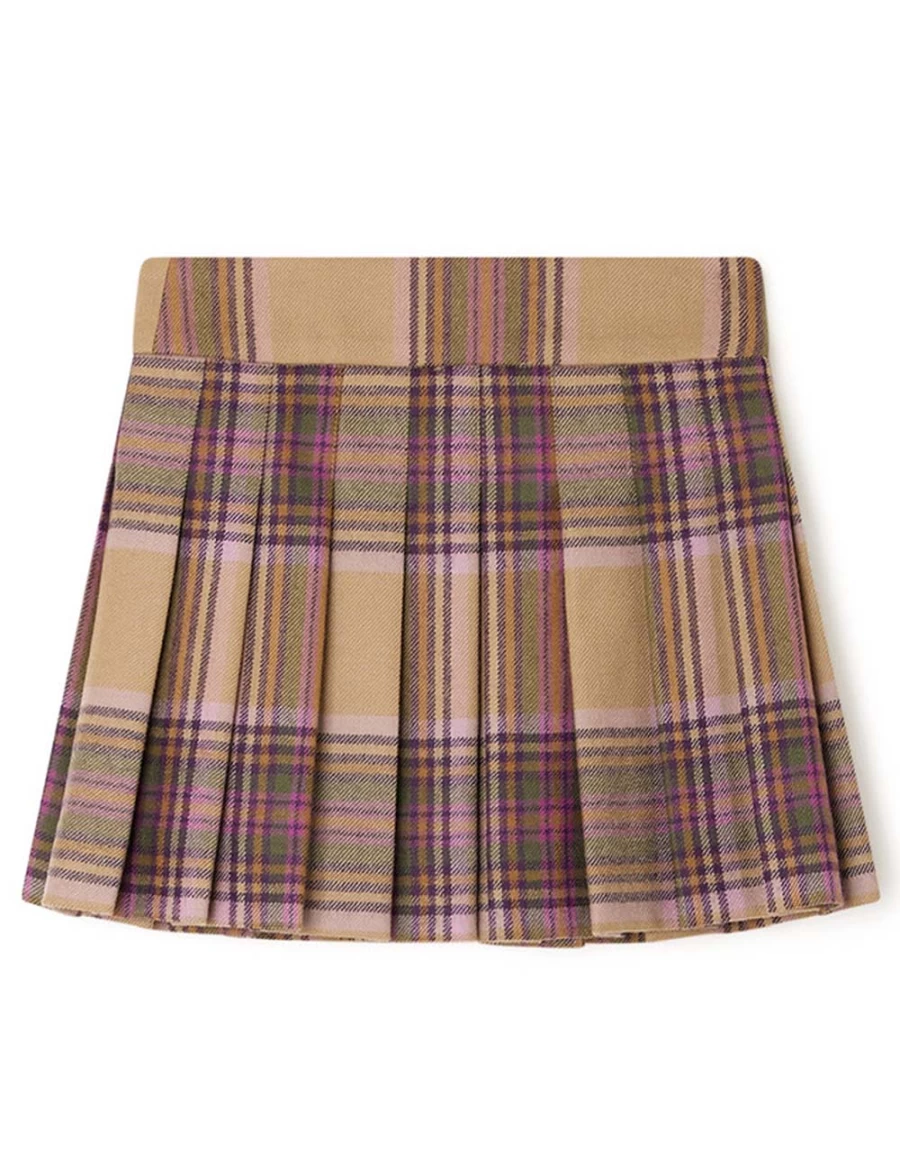 KIDS21 Brown Tartan Skirt for Kids - Talissa Plaid Skirt for Girls