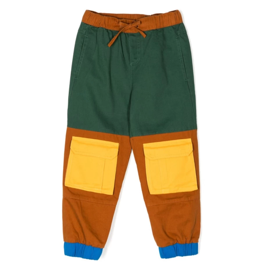 "KIDS21 Multi-Colored Colour-Block Cargo Trousers for Kids"