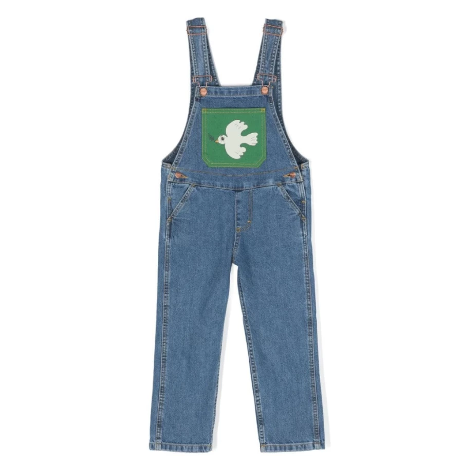 KIDS21 Indigo Wrangler Peace Dove Dungaree for Kids - Stylish Denim Overalls