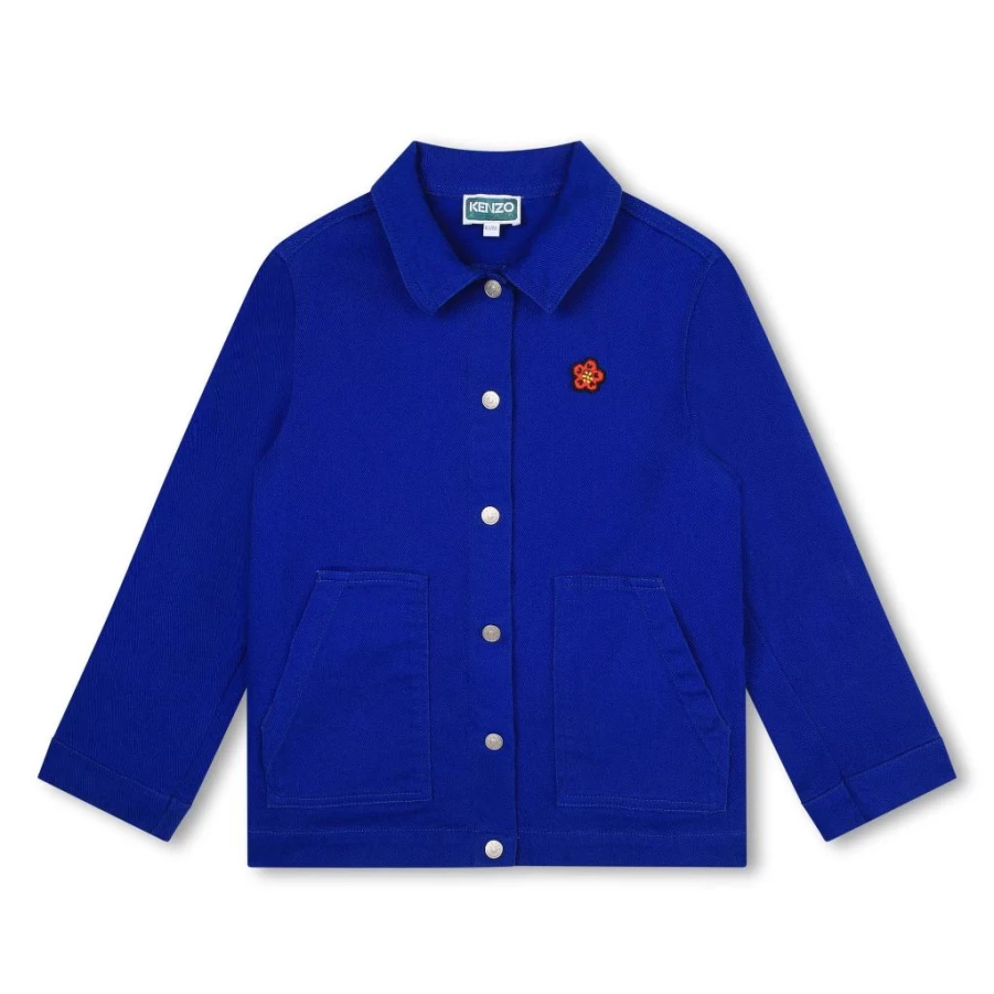KIDS21 Blue Floral Jacket for Kids - Boke Flower Design Lightweight Outerwear