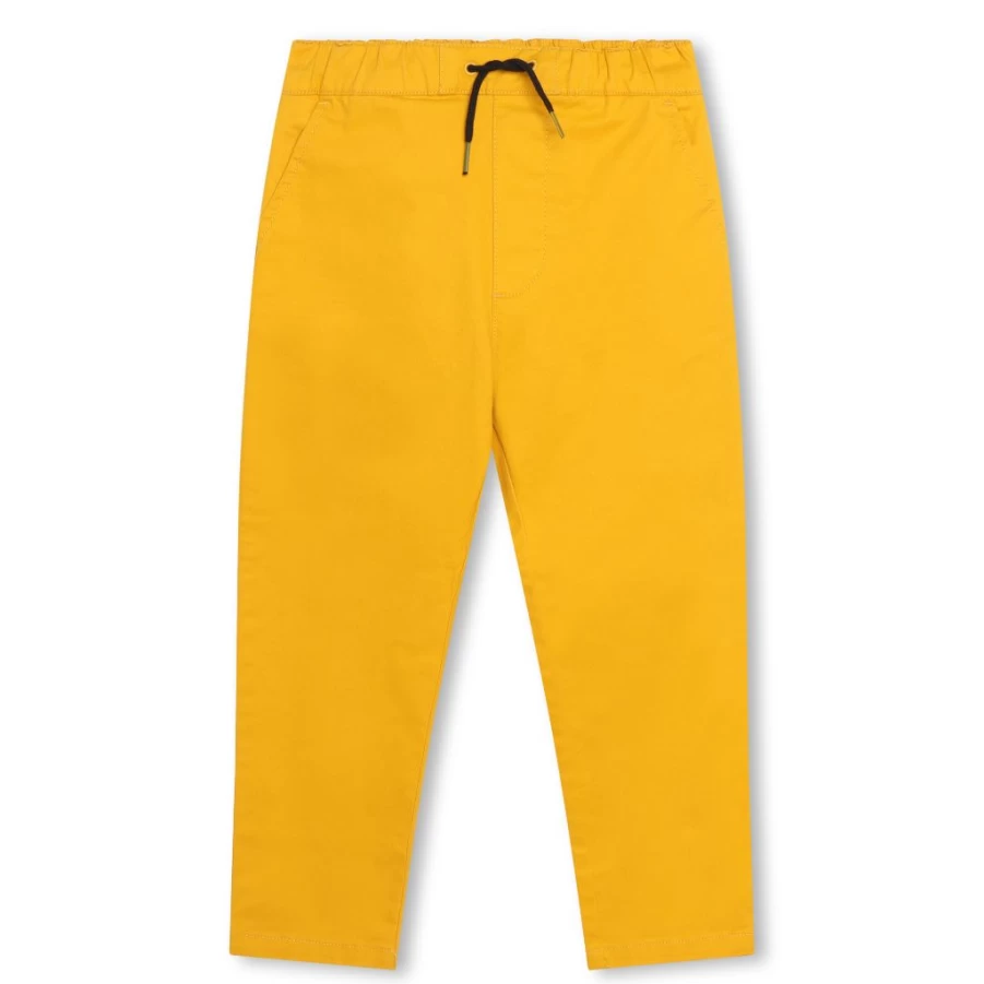 KIDS21 Yellow Twill Trousers with Logo Design for Kids