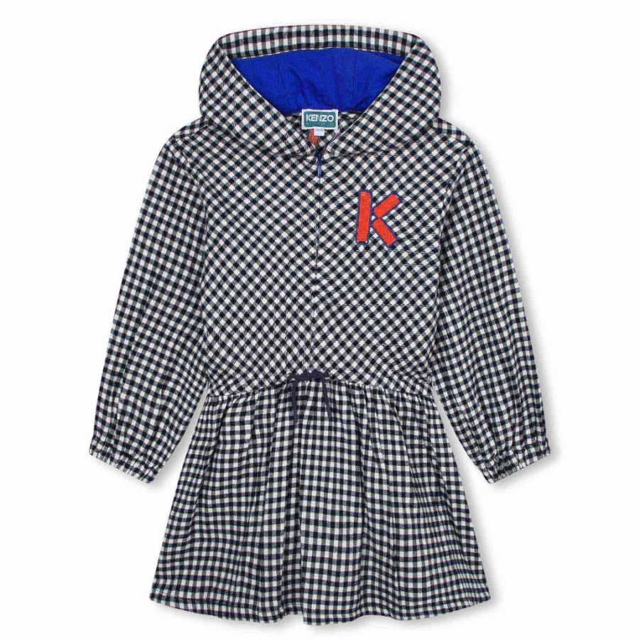 KIDS21 Navy Blue Circle Logo Hooded Dress for Kids