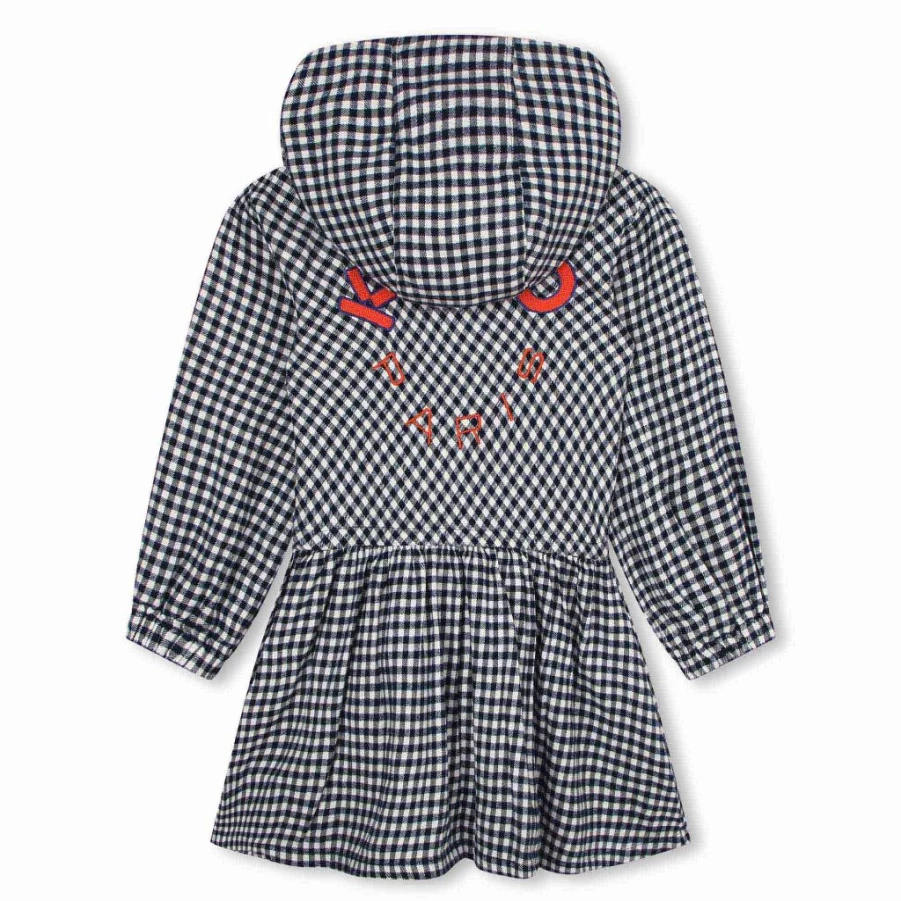 KIDS21 Navy Blue Circle Logo Hooded Dress for Kids