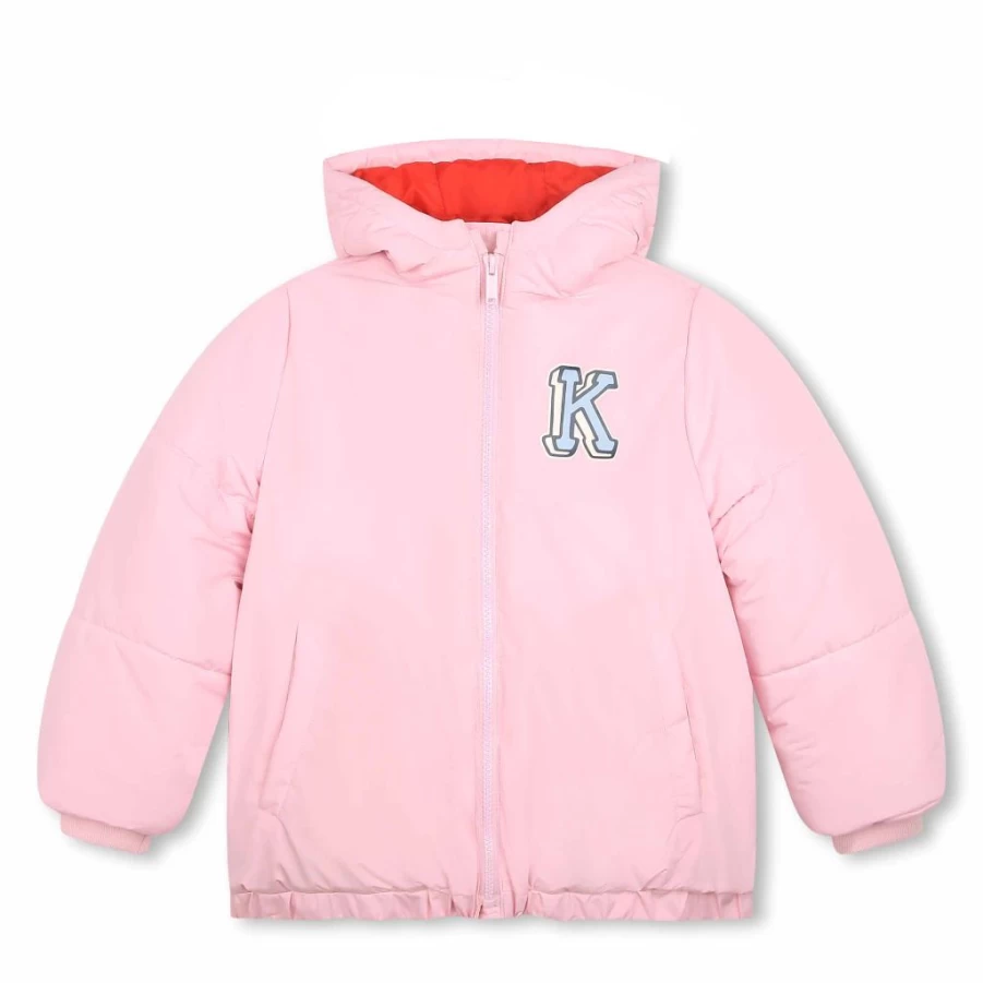 Pink Varsity Tiger Puffer Jacket for Kids by KIDS21 | Stylish Winter Coat