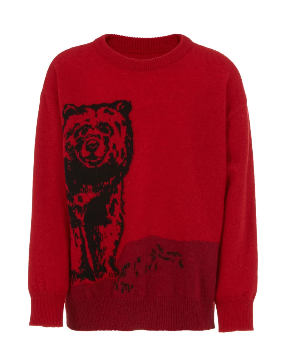 "KIDS21 Red Knit Pullover Sweater for Kids - Cozy Winter Warm Crewneck Top"