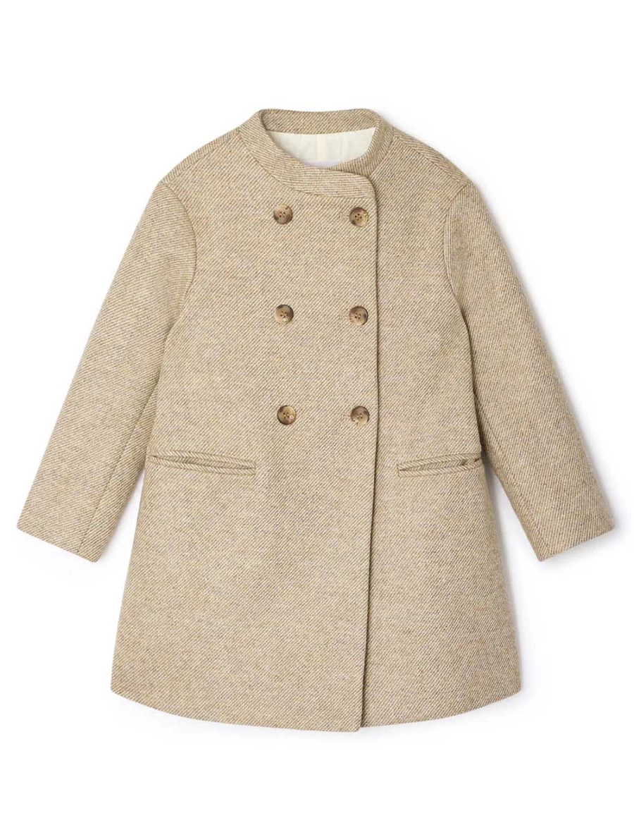 KIDS21 Bravo Beige Wool Twill Coat for Kids - Premium Quality Twill Outerwear