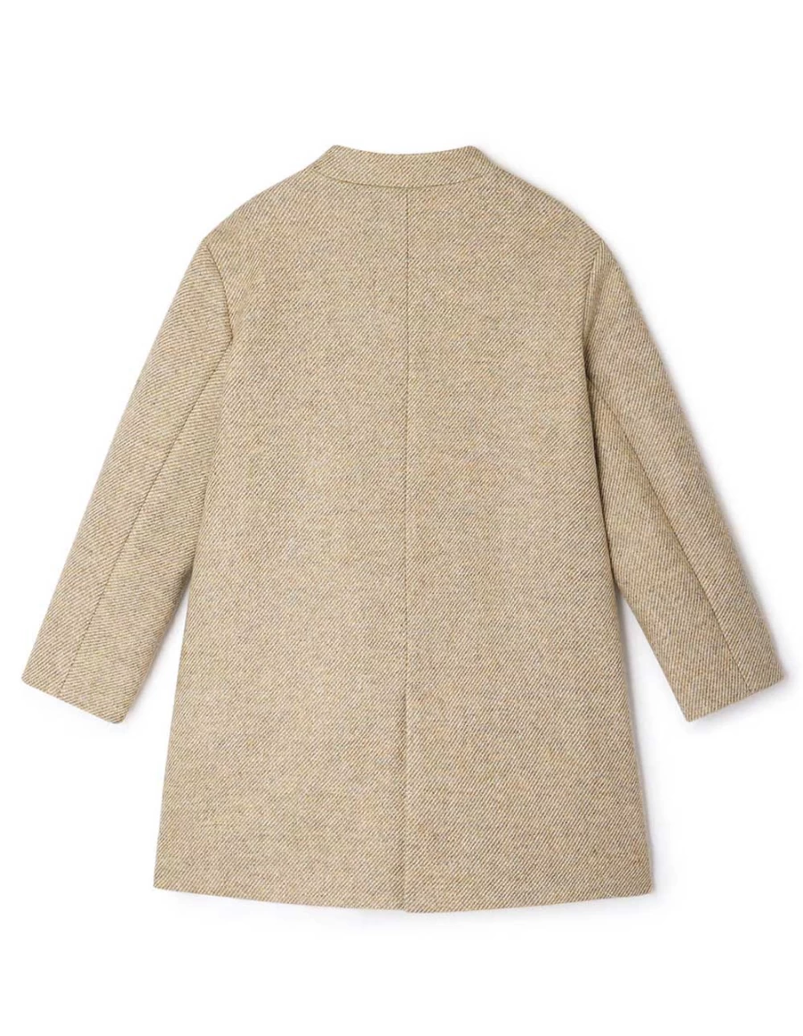 KIDS21 Bravo Beige Wool Twill Coat for Kids - Premium Quality Twill Outerwear