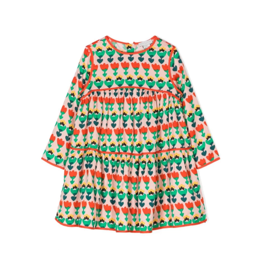"KIDS21 Multi-Colored Double Flowers Row Dress for Girls"