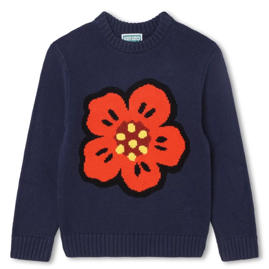 KIDS21 Navy Floral Pullover Sweater for Kids - Boke Flower Knit Top
