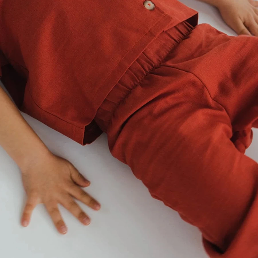 KIDS21 Red Air Linen Pants for Kids - Breathable Comfortable Summer Wear