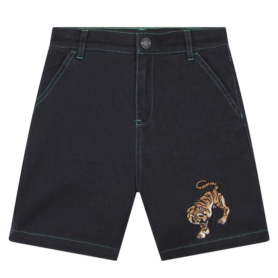 "KIDS21 Black Twill Bermuda Shorts for Kids – Comfortable & Stylish"