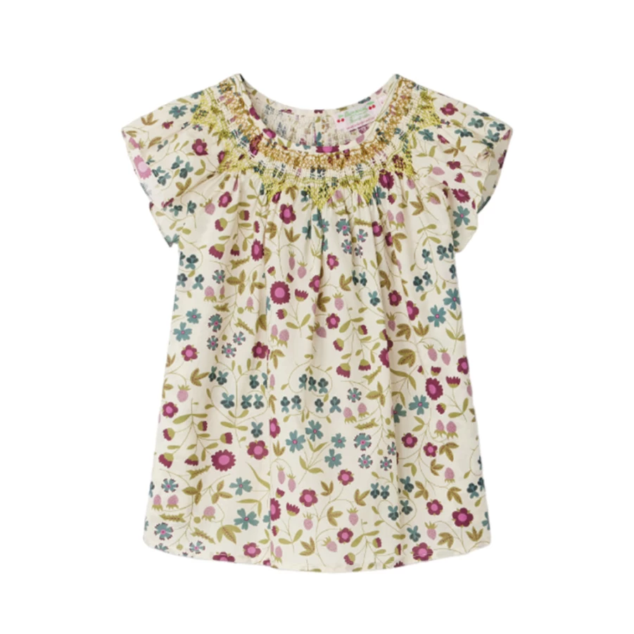 "KIDS21 Ella Smocked Blouse - Multi-Colored Floral Print Top for Girls"