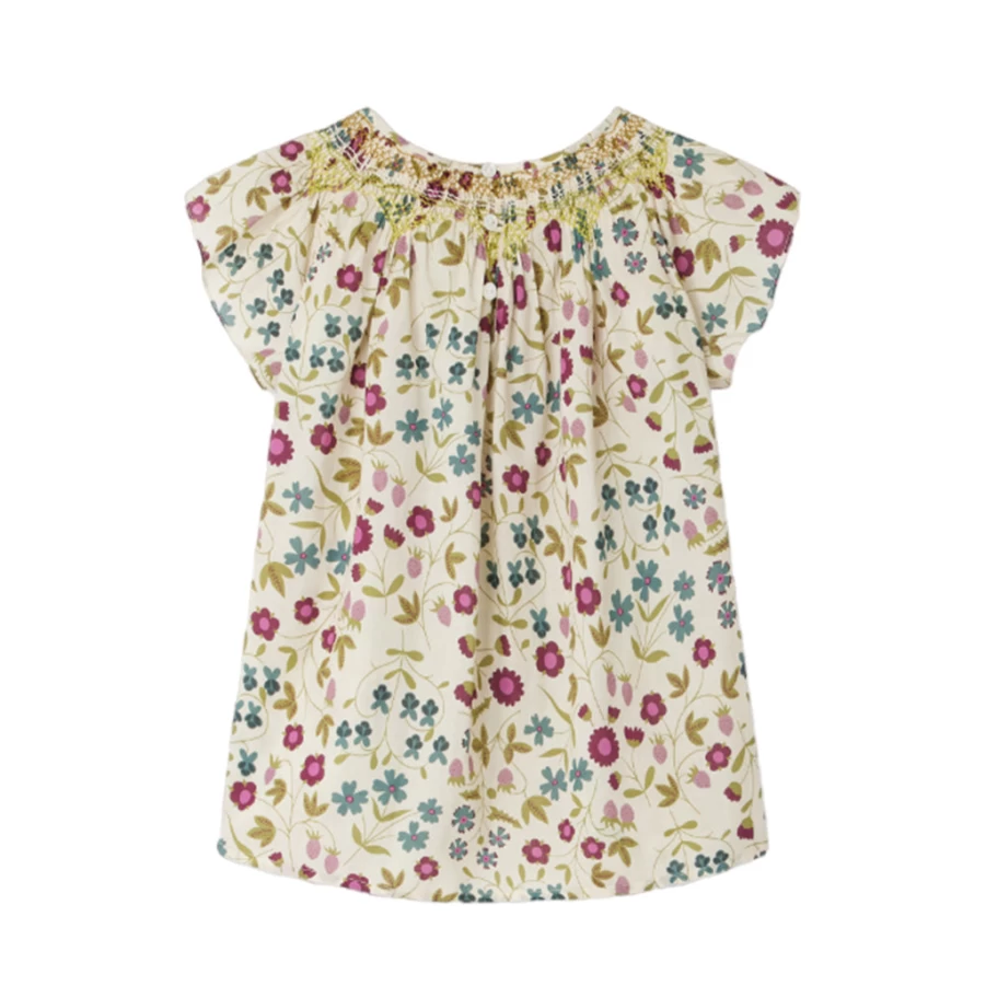 "KIDS21 Ella Smocked Blouse - Multi-Colored Floral Print Top for Girls"