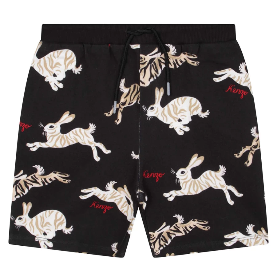 KIDS21 Black Rabbit Print Fleece Shorts for Kids - Soft & Comfortable