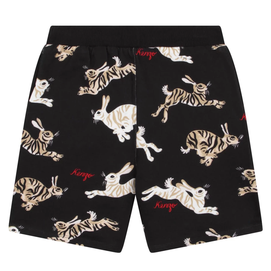 KIDS21 Black Rabbit Print Fleece Shorts for Kids - Soft & Comfortable