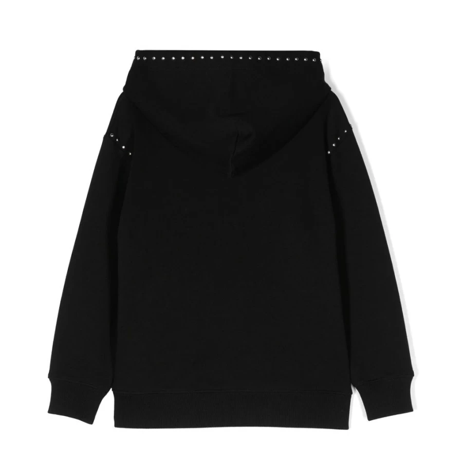 "KIDS21 Black Studded Hoodie for Kids - Edgy Punk Style Pullover with Stud Details"