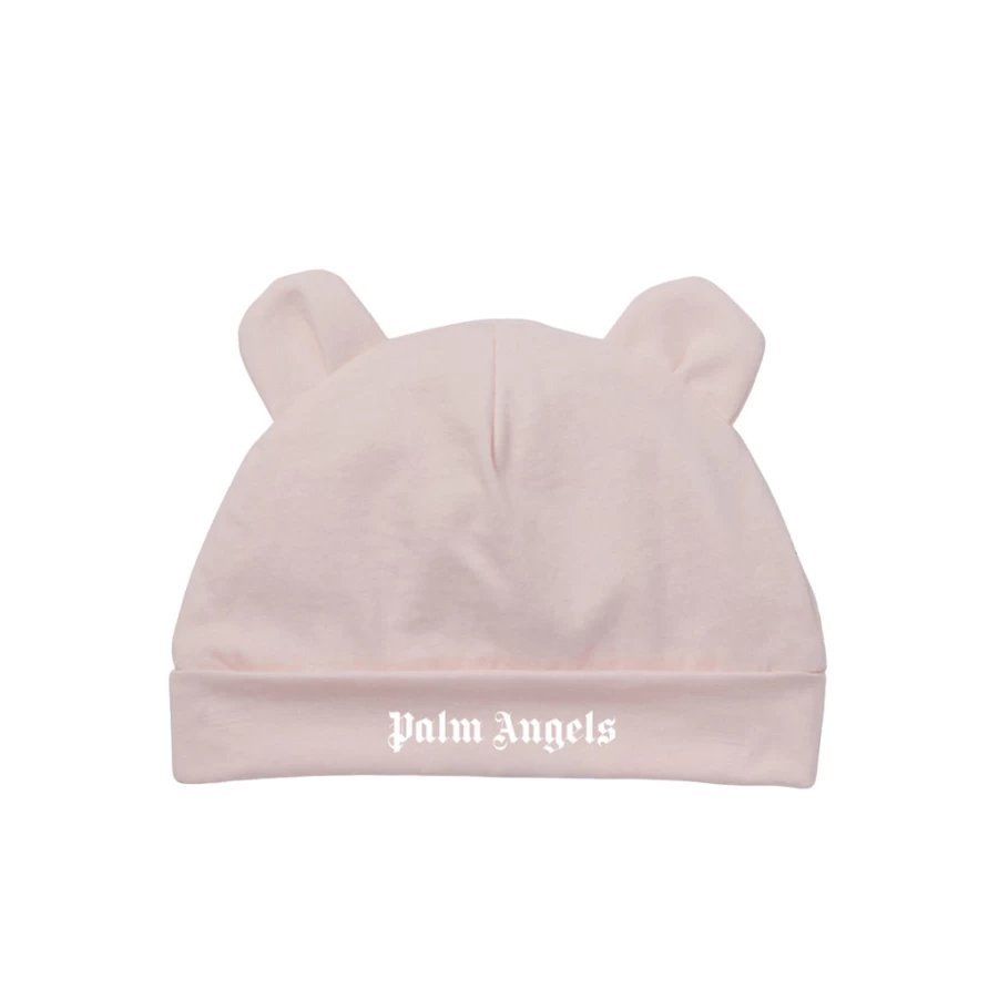 "KIDS21 Pink Logo Embroidered Baby Beanie - Soft Knit Newborn Hat"