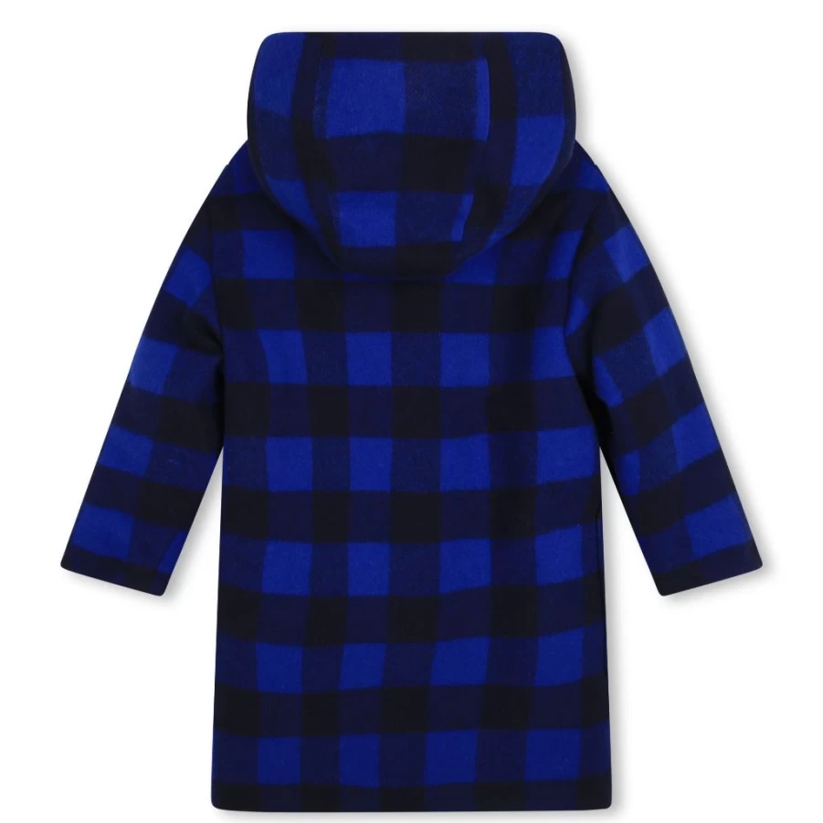 "Navy Tartan Hooded Coat for Kids by KIDS21 – Stylish Winter Outerwear"