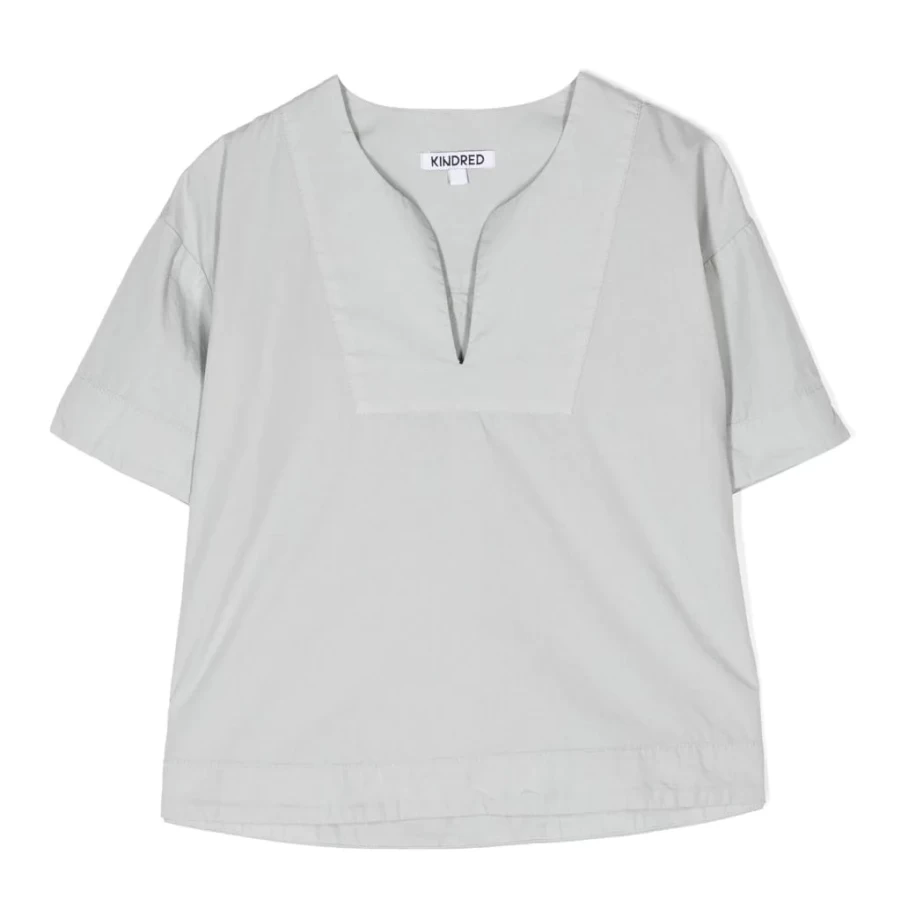 KIDS21 Grey Split Neck Short Sleeve T-Shirt for Kids