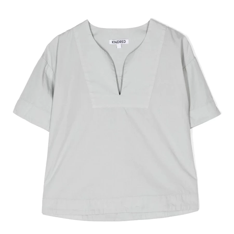 KIDS21 Grey Split Neck Short Sleeve T-Shirt for Women