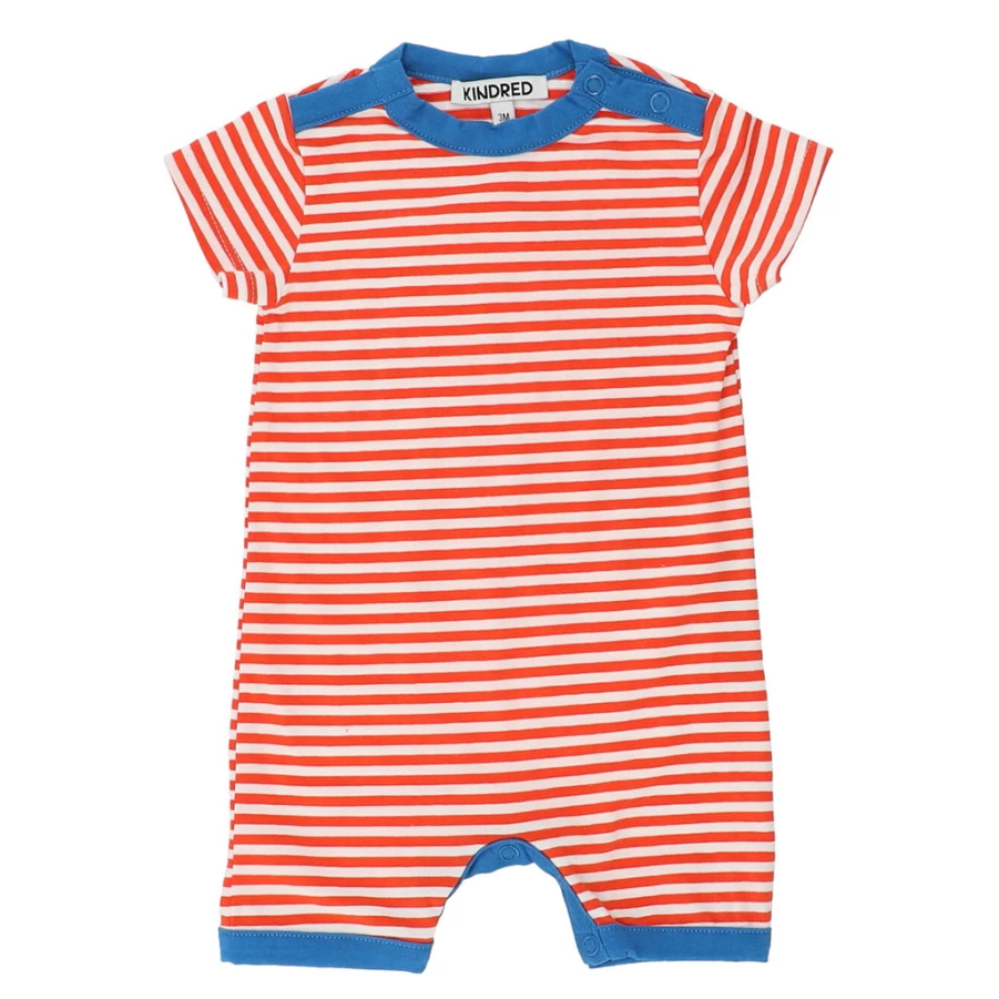 KIDS21 Red Horizontal Stripe Romper Set for Kids - Stylish & Comfortable Outfit