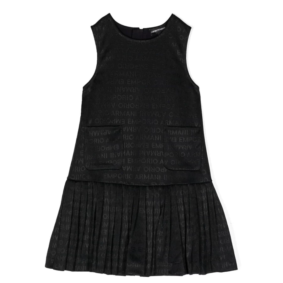 KIDS21 Black Monogram Logo Jacquard Viscose Dress for Women
