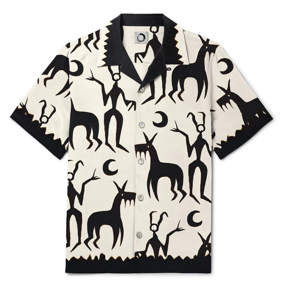 KIDS21 White Cromagnon Border Short Sleeve Shirt for Kids