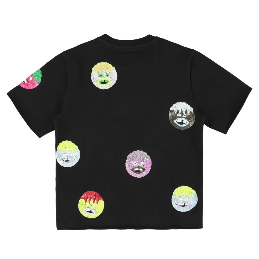 KIDS21 Black Sequin Monster Graphic T-Shirt for Kids - Sparkling Fun Design