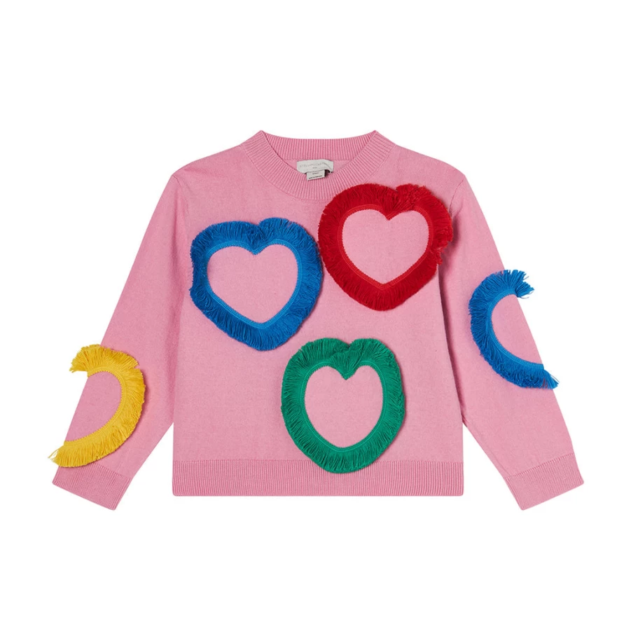 "KIDS21 Purple Fringed Hearts Knit Jumper for Kids"