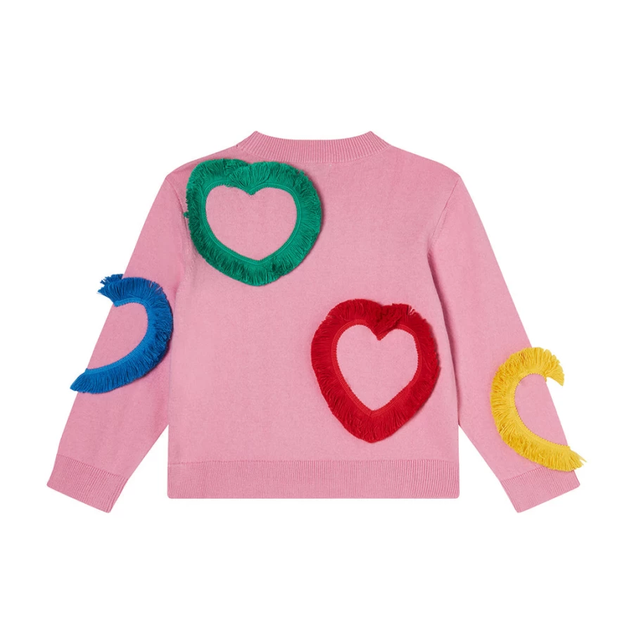 "KIDS21 Purple Fringed Hearts Knit Jumper for Kids"