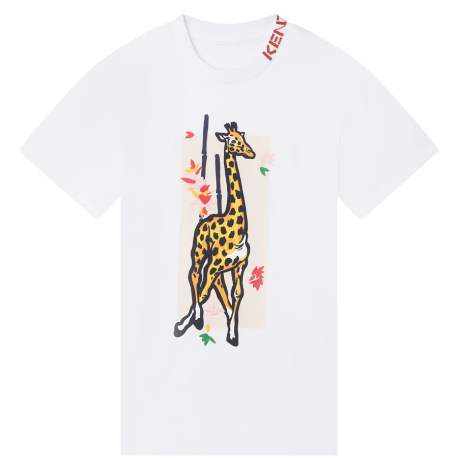 "KIDS21 White Giraffe Print Dress for Kids – Stylish Animal Pattern Dress"