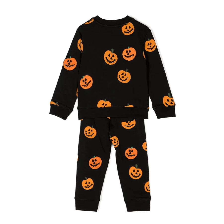KIDS21 Multi-Colored Smiling Pumpkins Fleece Tracksuit for Kids - Cozy Halloween Outfit