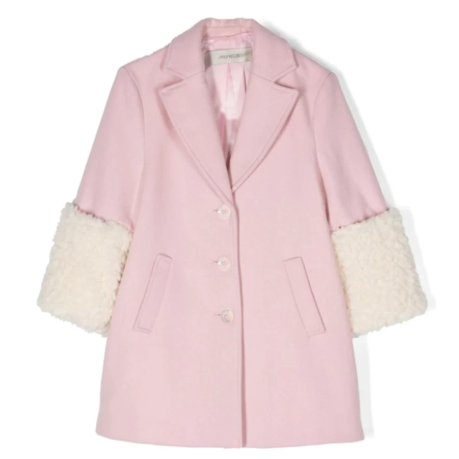 "KIDS21 Pink Teddy Sleeve Coat for Kids - Soft & Cozy Winter Jacket"