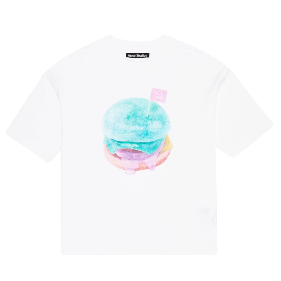 KIDS21 White Mini Oxford Burger Print T-Shirt for Kids