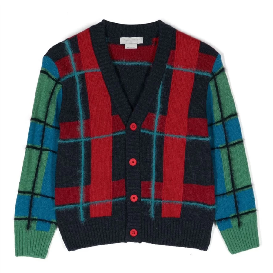 "KIDS21 Multi-Colored Checks Knit Cardigan for Kids"
