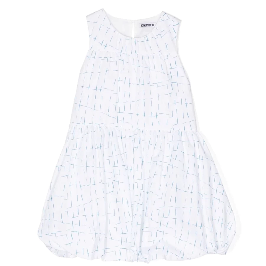 KIDS21 Blue Puffball Hem Dress for Girls - Flowy Bubble Hem Party Dress