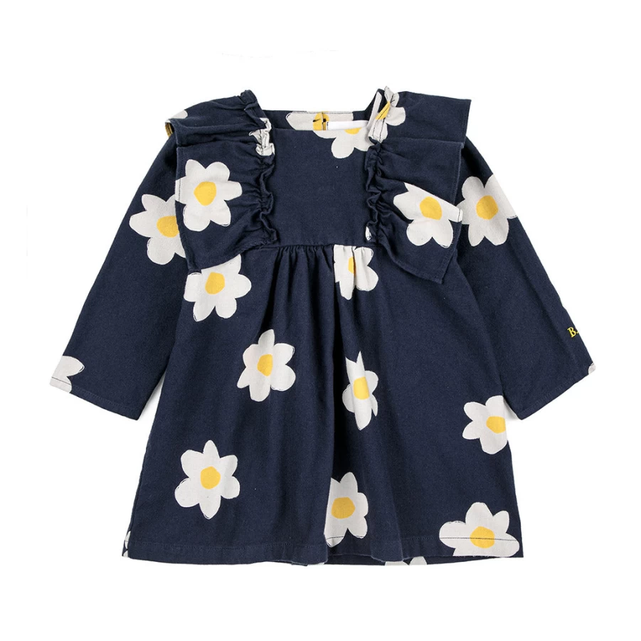 KIDS21 Navy Floral Print Summer Dress for Girls - Comfortable Kids Flower Dress