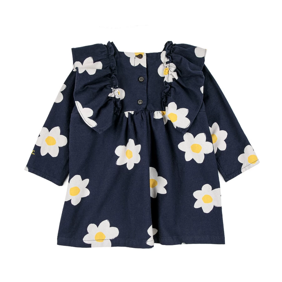 KIDS21 Navy Floral Print Summer Dress for Girls - Comfortable Kids Flower Dress