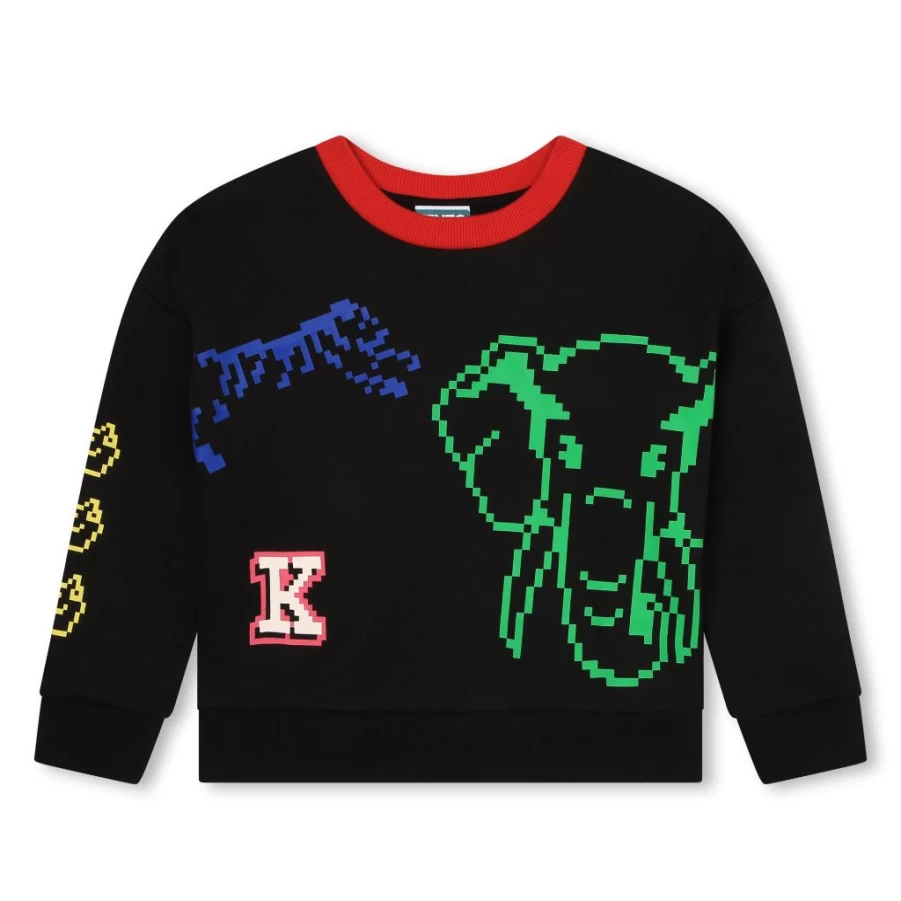 "KIDS21 Black Jungle Animals Logo Sweatshirt for Kids - Stylish & Comfortable"