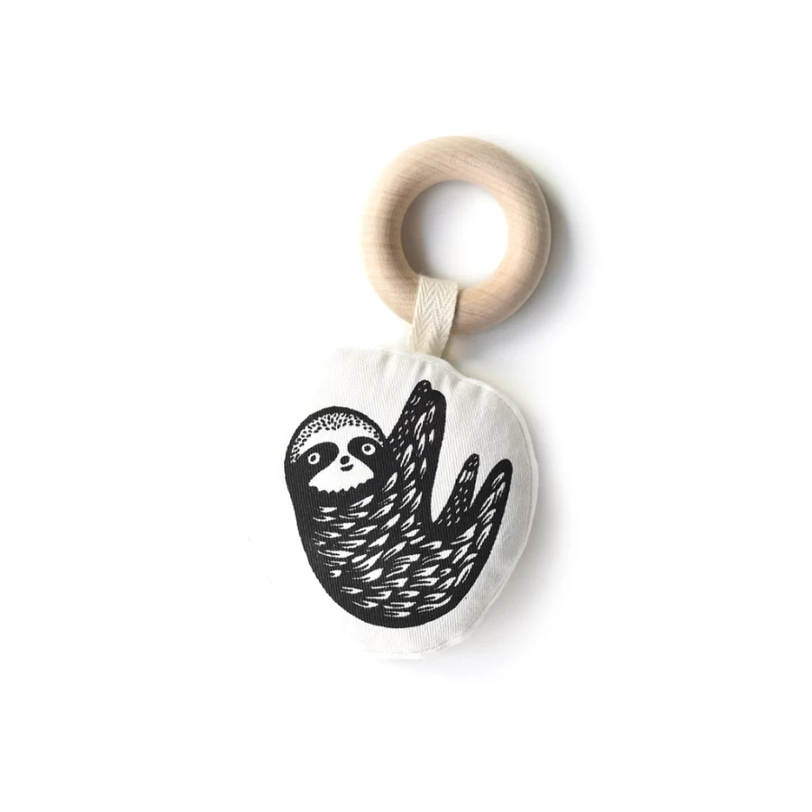 Organic Teether Sloth for Babies - White by KIDS21 | Safe & Natural Baby Teething Toy