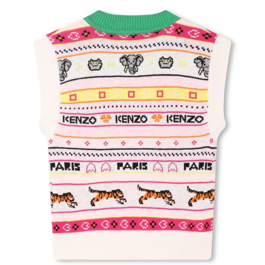 KIDS21 Multicolor Jacquard Sleeveless Sweater for Kids - Vibrant Patterned Knit Pullover