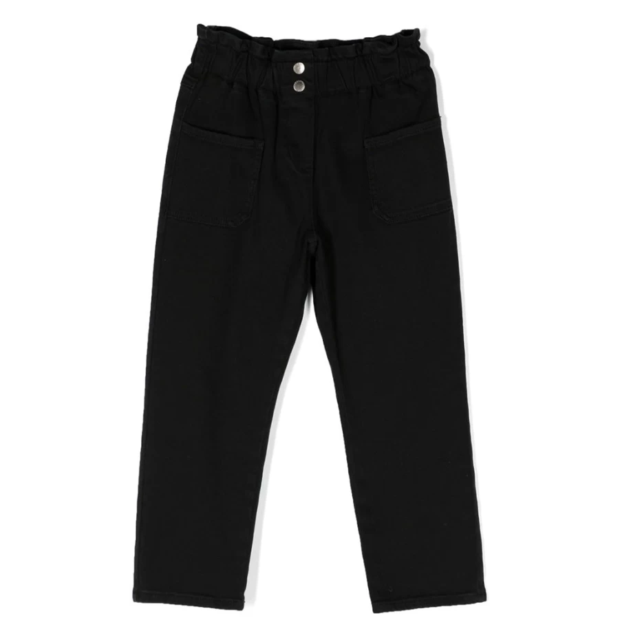 KIDS21 Black Paper Bag Waist Trousers for Kids - Stylish High-Waisted Comfort Pants