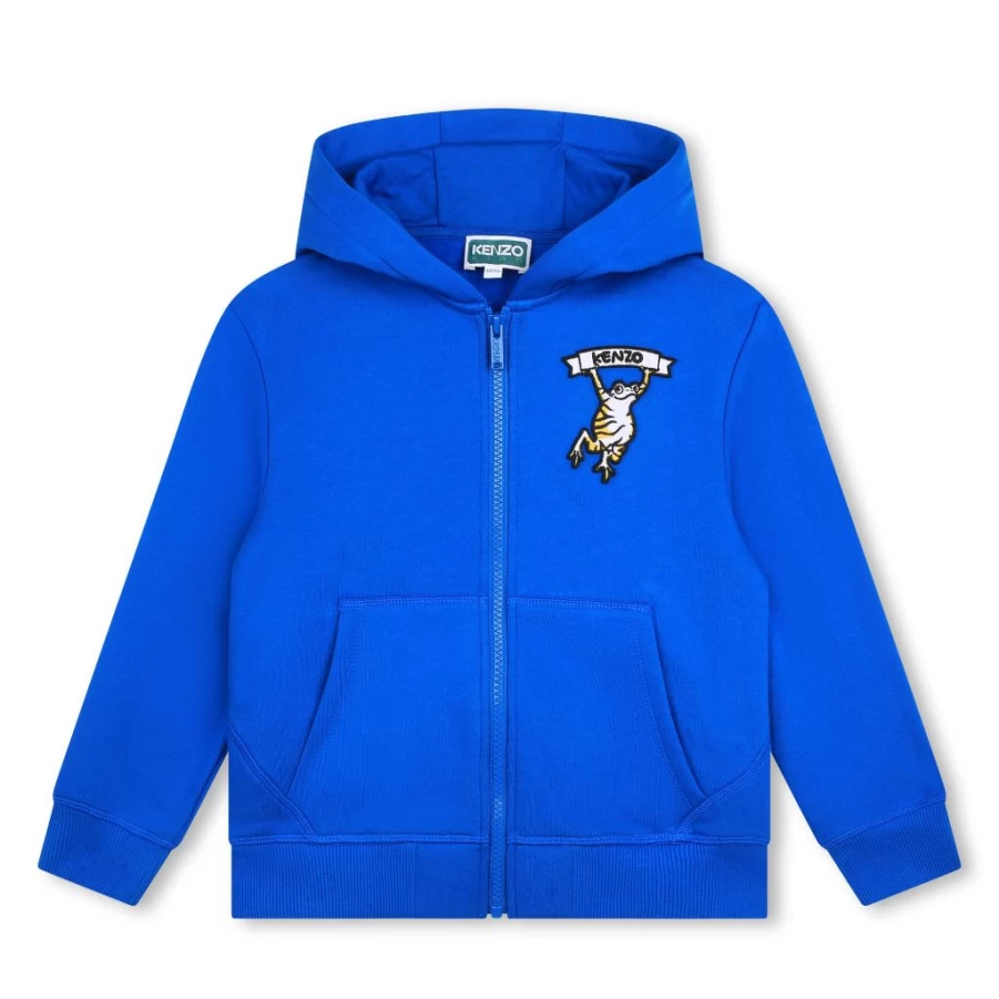 KIDS21 Blue Frog Print Cardigan for Kids - Kenzo Style Sweater