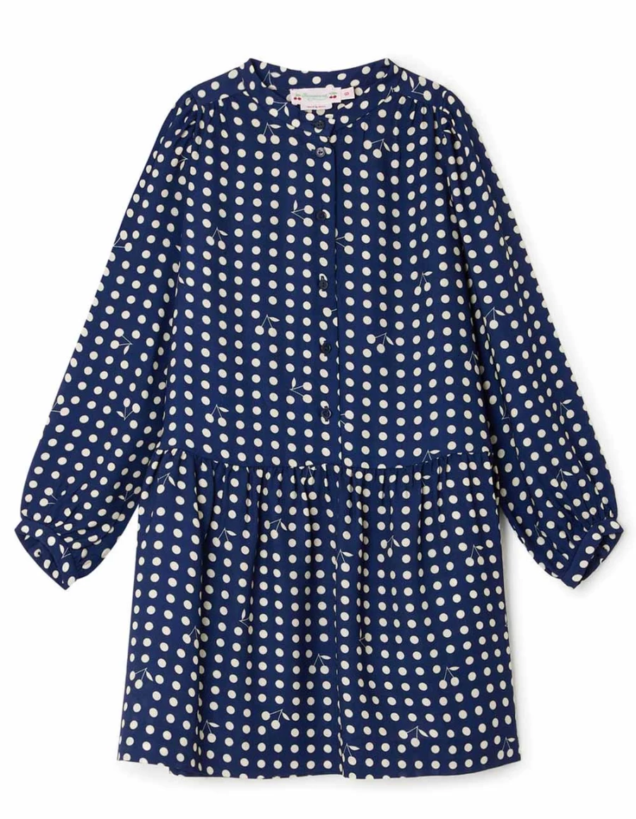 KIDS21 Navy Talitha Viscose Crepe Dress for Girls - Comfortable & Stylish Flowy Kids Dress